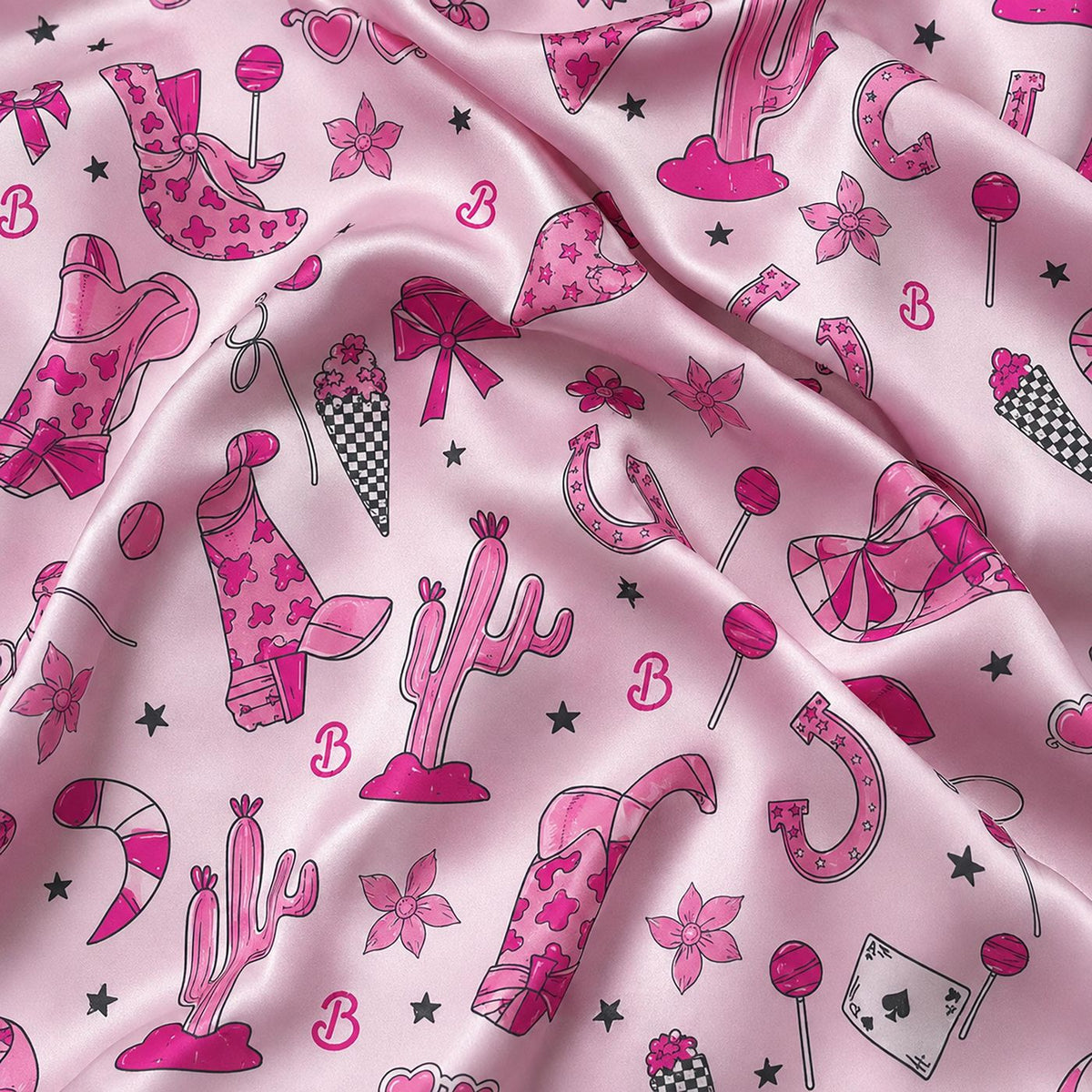 Cozy Pink Flamingo Western Pajama Set with Cowboy Boots & Desert Print