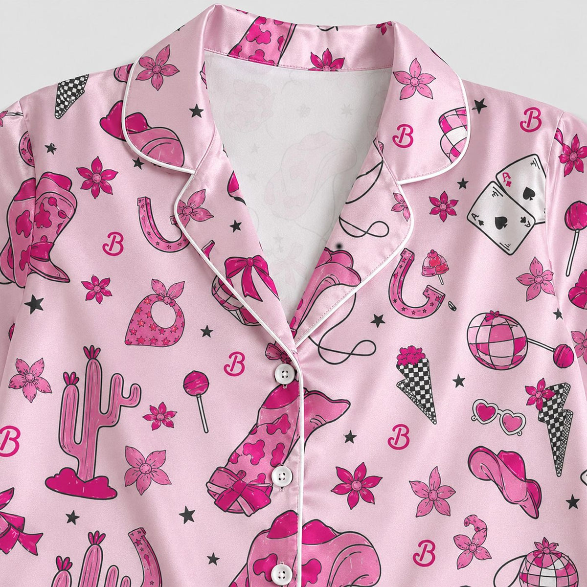 Cozy Pink Flamingo Western Pajama Set with Cowboy Boots & Desert Print