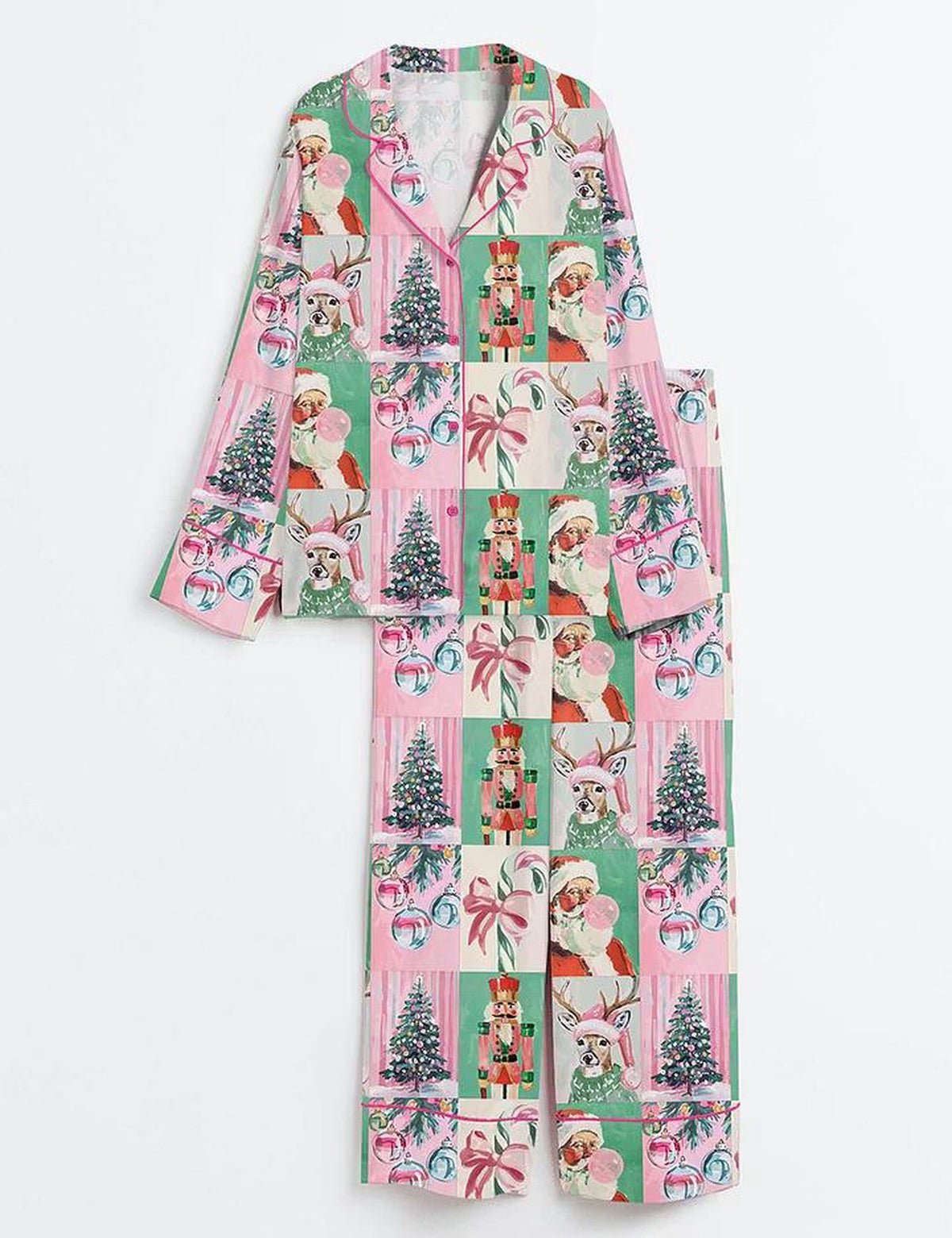 Festive Christmas Pajamas: Santa Reindeer Nutcracker Satin Pjs - Shop Candy Cane Sleepwear & More!