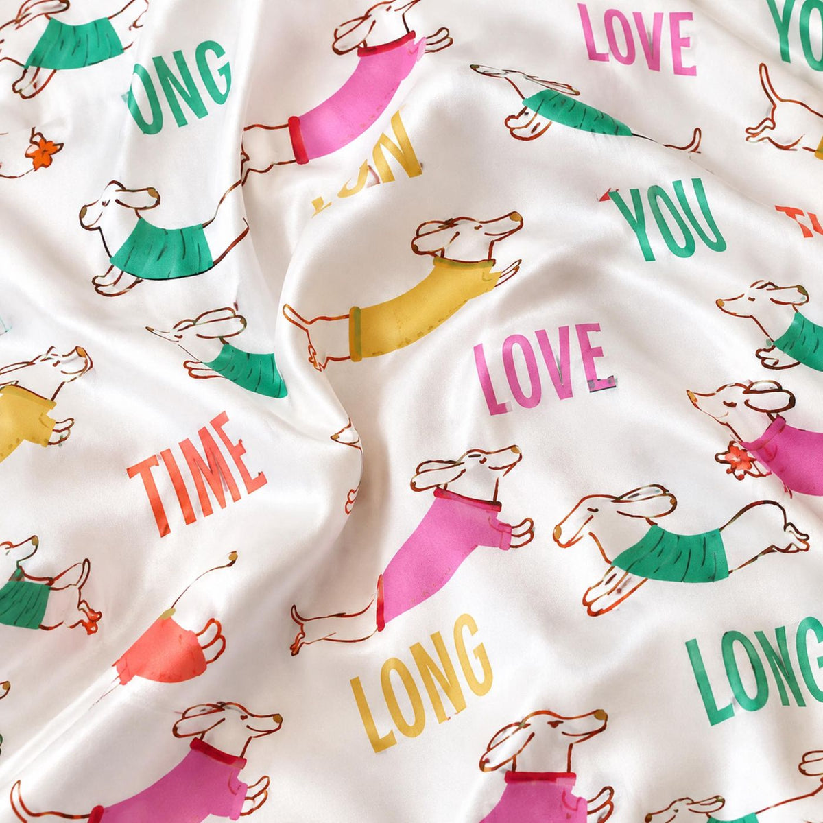 Adorable Dachshund Love Satin Pajama Set - Perfect Sleepwear for Dog Lovers