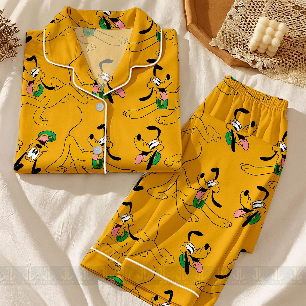 Pluto Emotions Satin Pajamas Unisex Long Sleeve Short Styles