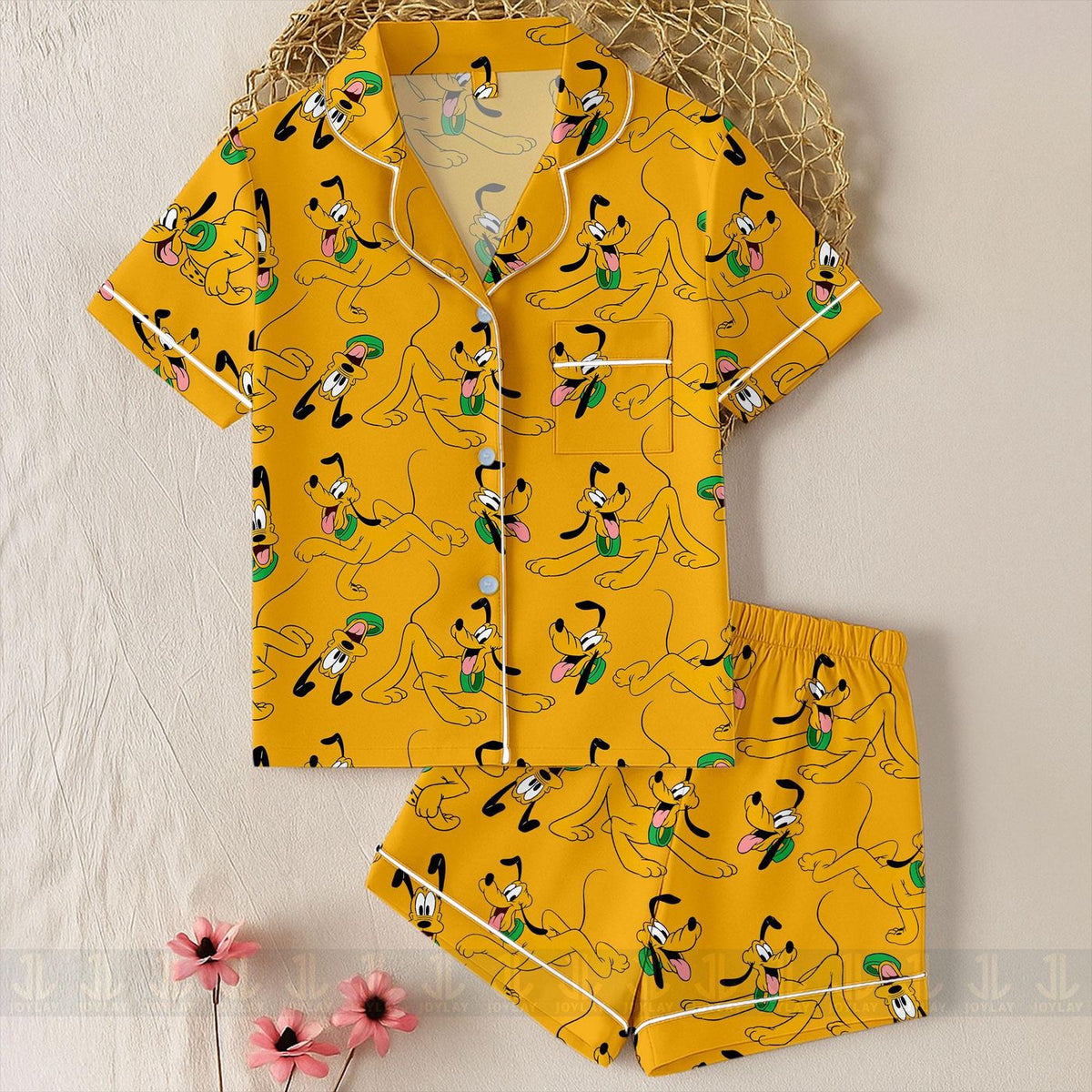 Pluto Emotions Satin Pajamas Unisex Long Sleeve Short Styles