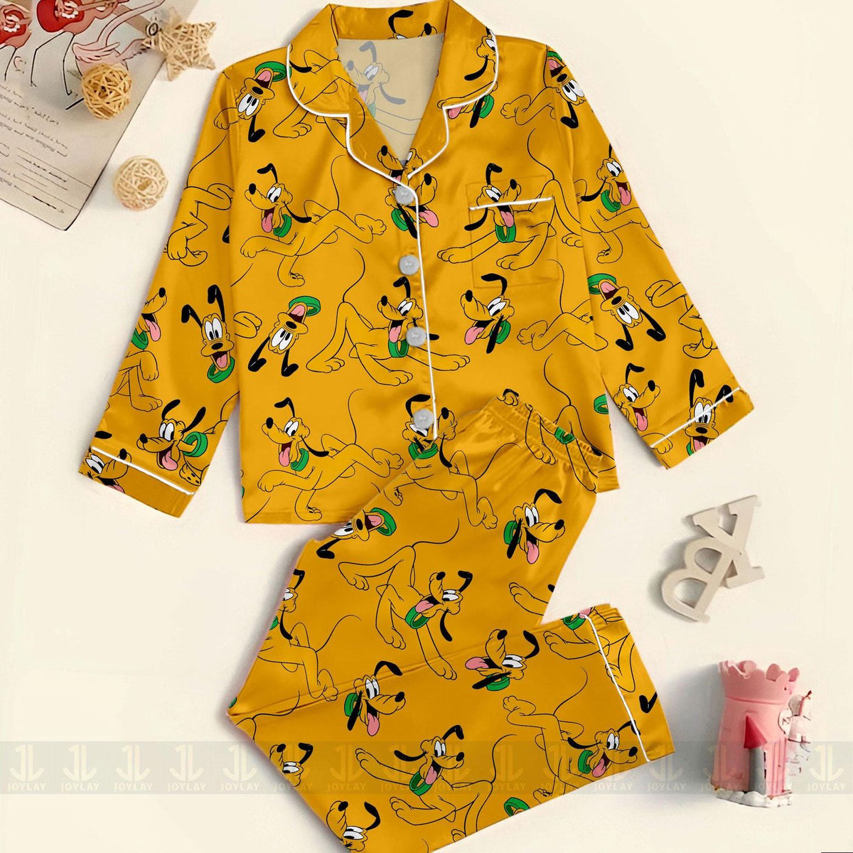 Pluto Emotions Satin Pajamas Unisex Long Sleeve Short Styles