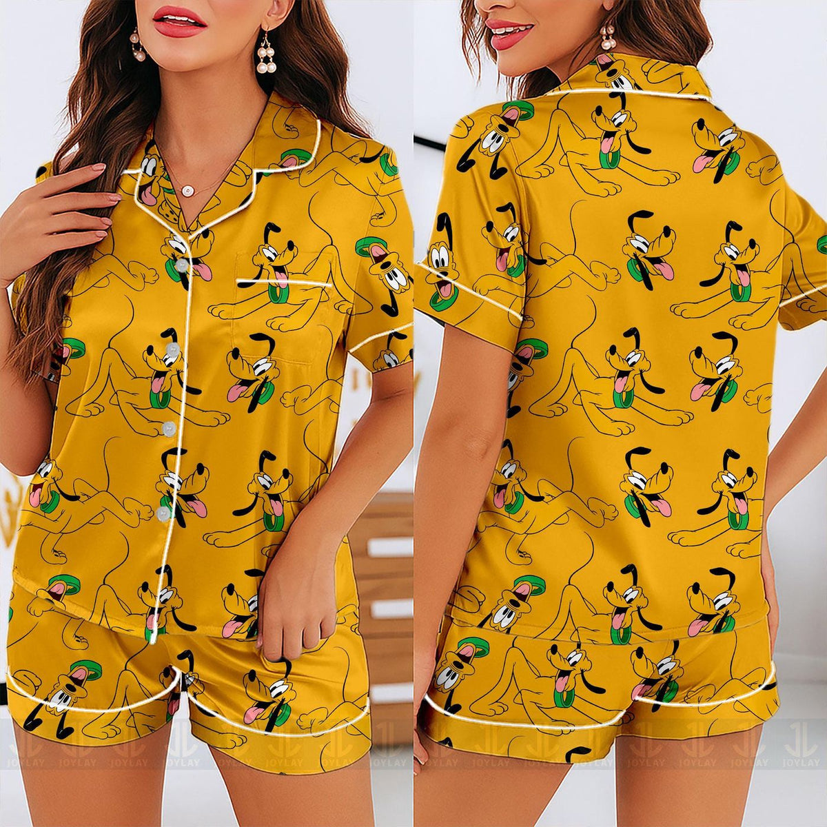 Pluto Emotions Satin Pajamas Unisex Long Sleeve Short Styles