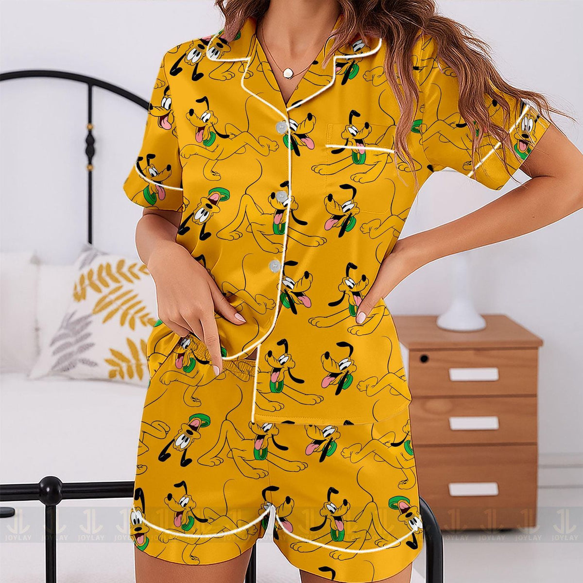 Pluto Emotions Satin Pajamas Unisex Long Sleeve Short Styles