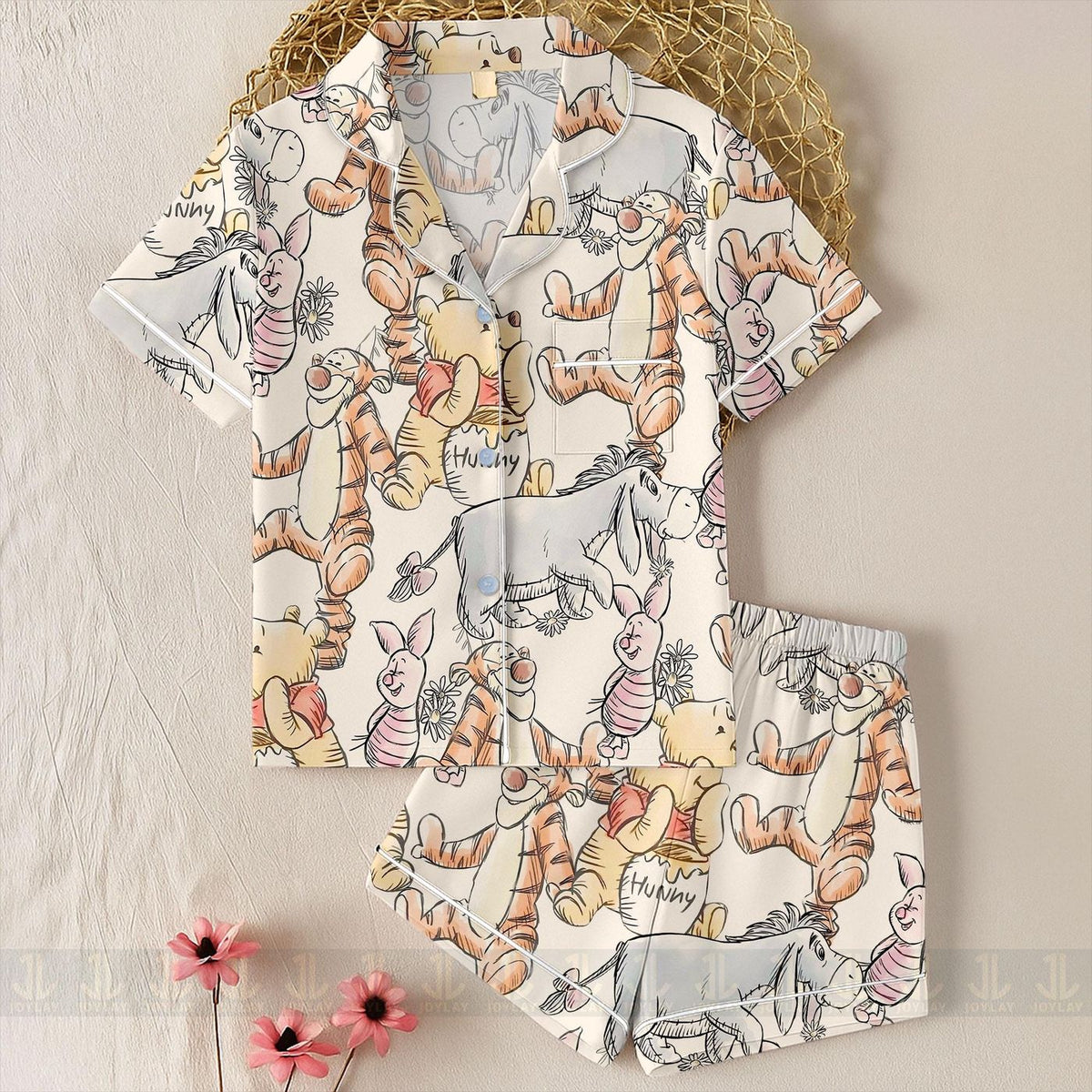 Winnie The Pooh Pajamas Unisex Satin Set Friends Eeyore Tigger Long Short