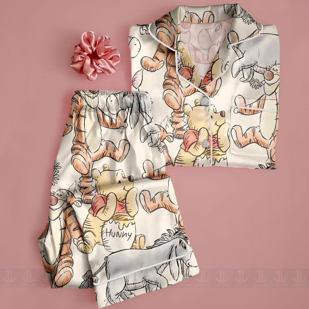 Winnie The Pooh Pajamas Unisex Satin Set Friends Eeyore Tigger Long Short