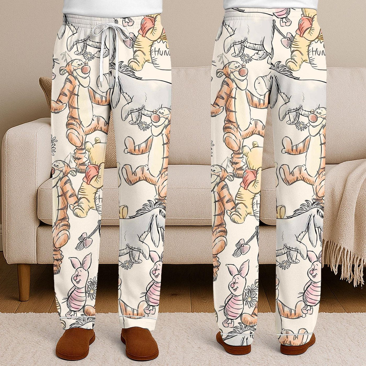 Winnie The Pooh Pajamas Unisex Satin Set Friends Eeyore Tigger Long Short