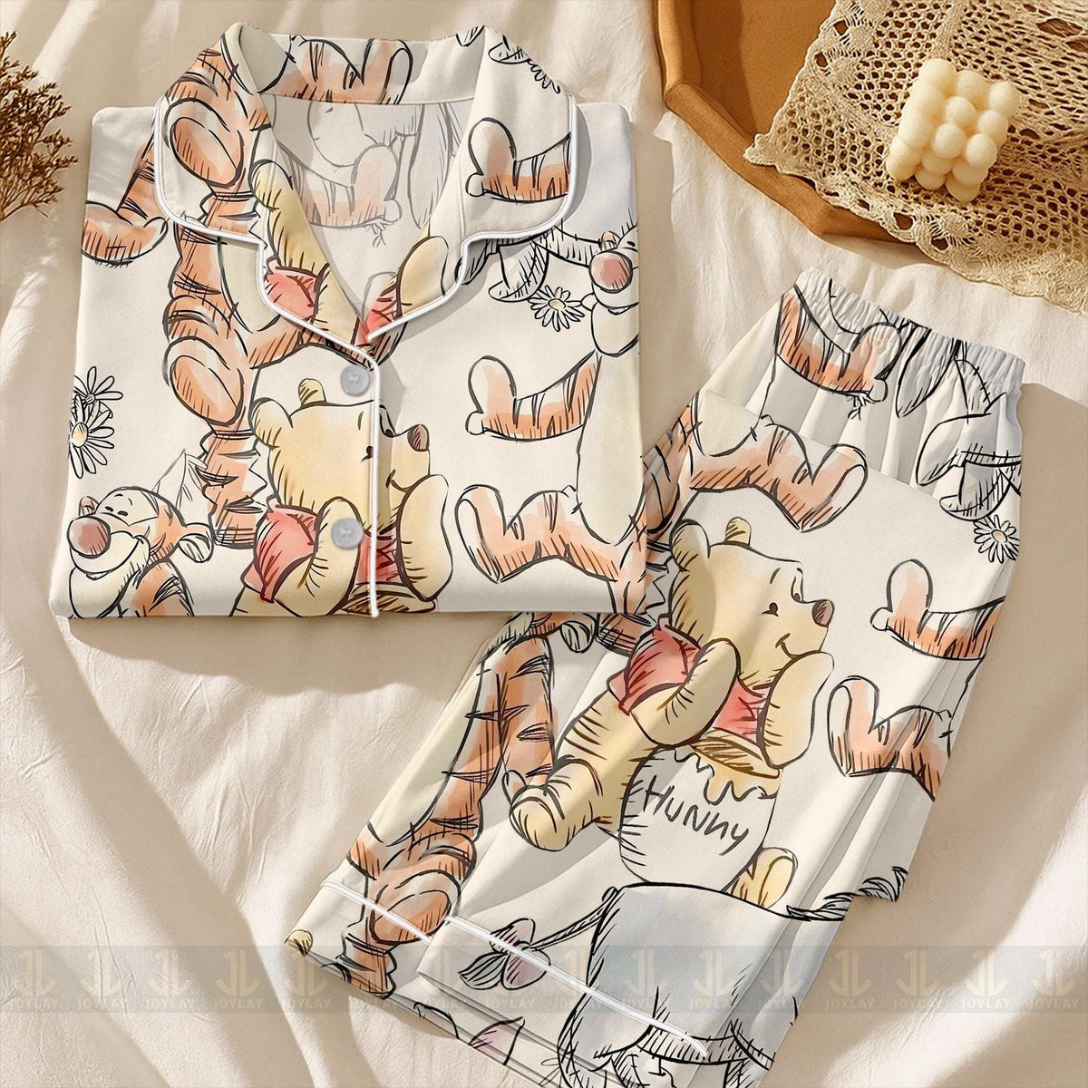 Winnie The Pooh Pajamas Unisex Satin Set Friends Eeyore Tigger Long Short