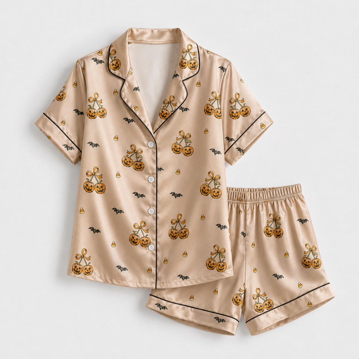 Premium Halloween Pajama Set with Fun Seasonal Illustrations for Festive Comfort