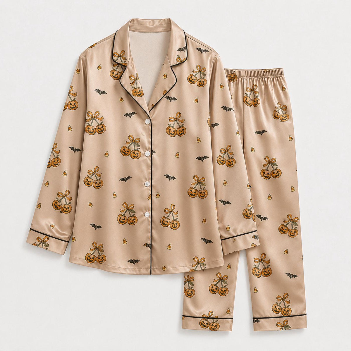 Premium Halloween Pajama Set with Fun Seasonal Illustrations for Festive Comfort