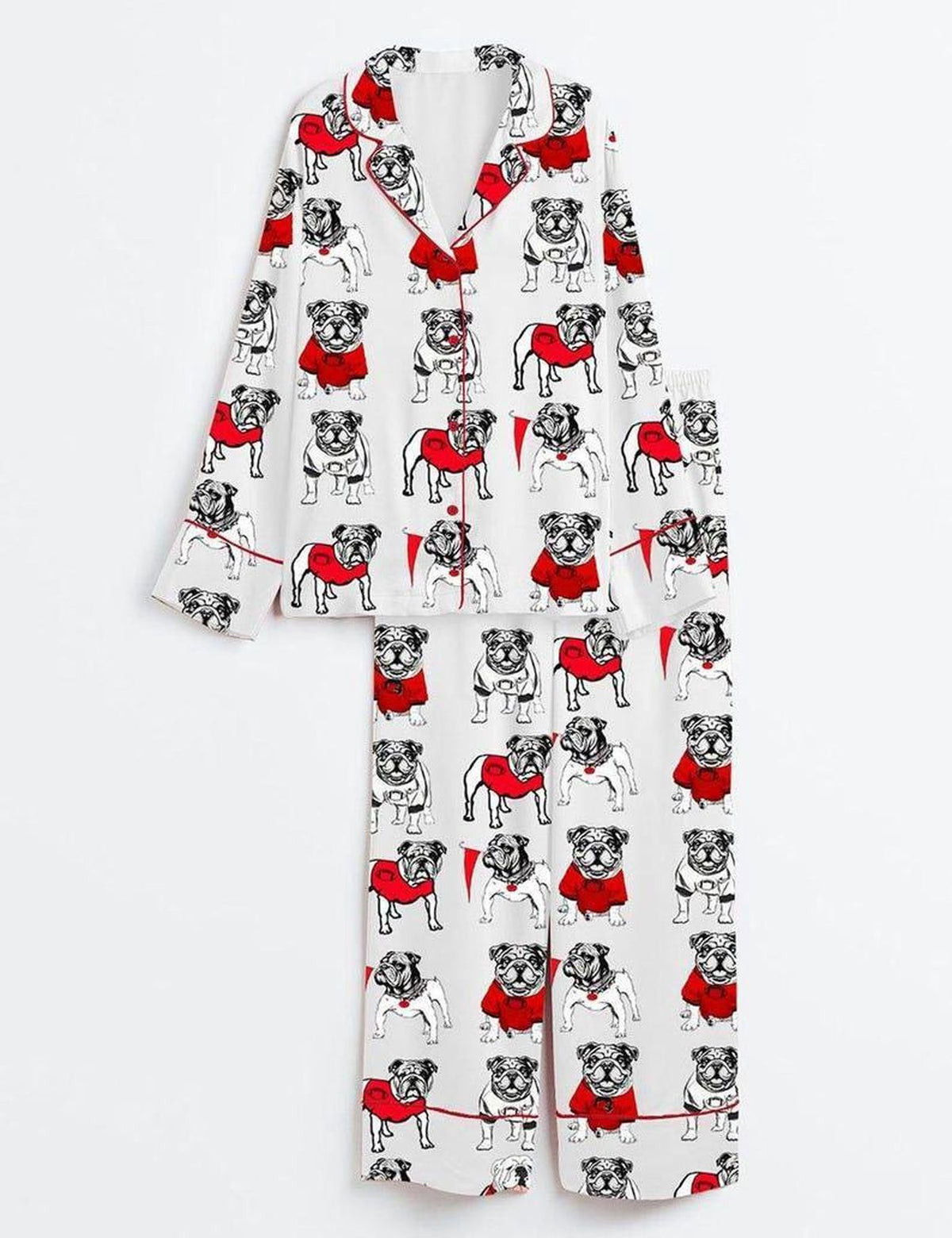 Pug Dog Print Pajama Set Women Cute Sleepwear