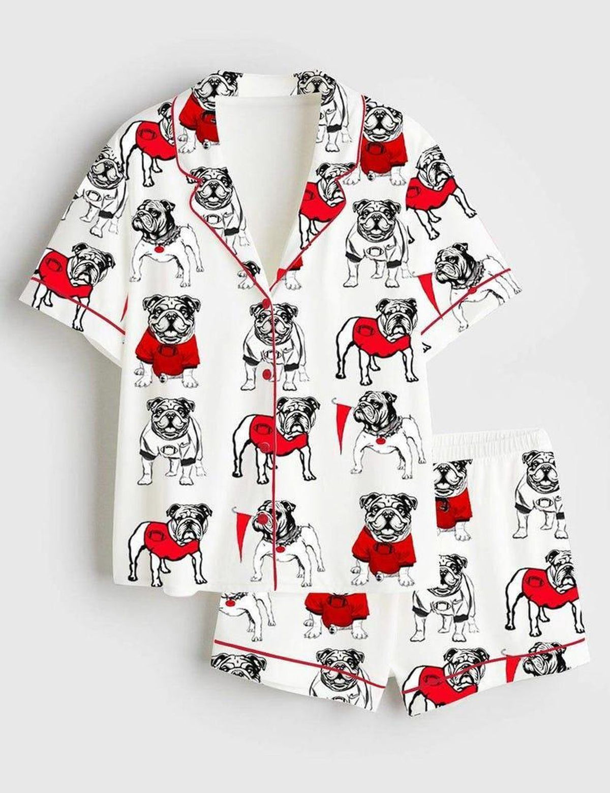 Pug Dog Print Pajama Set Women Cute Sleepwear