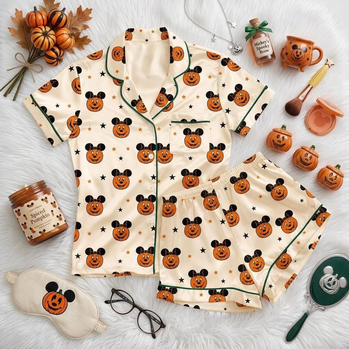 Disney Halloween Pumpkin Faces Mickey Mouse Pajamas Kids Fall Sleepwear