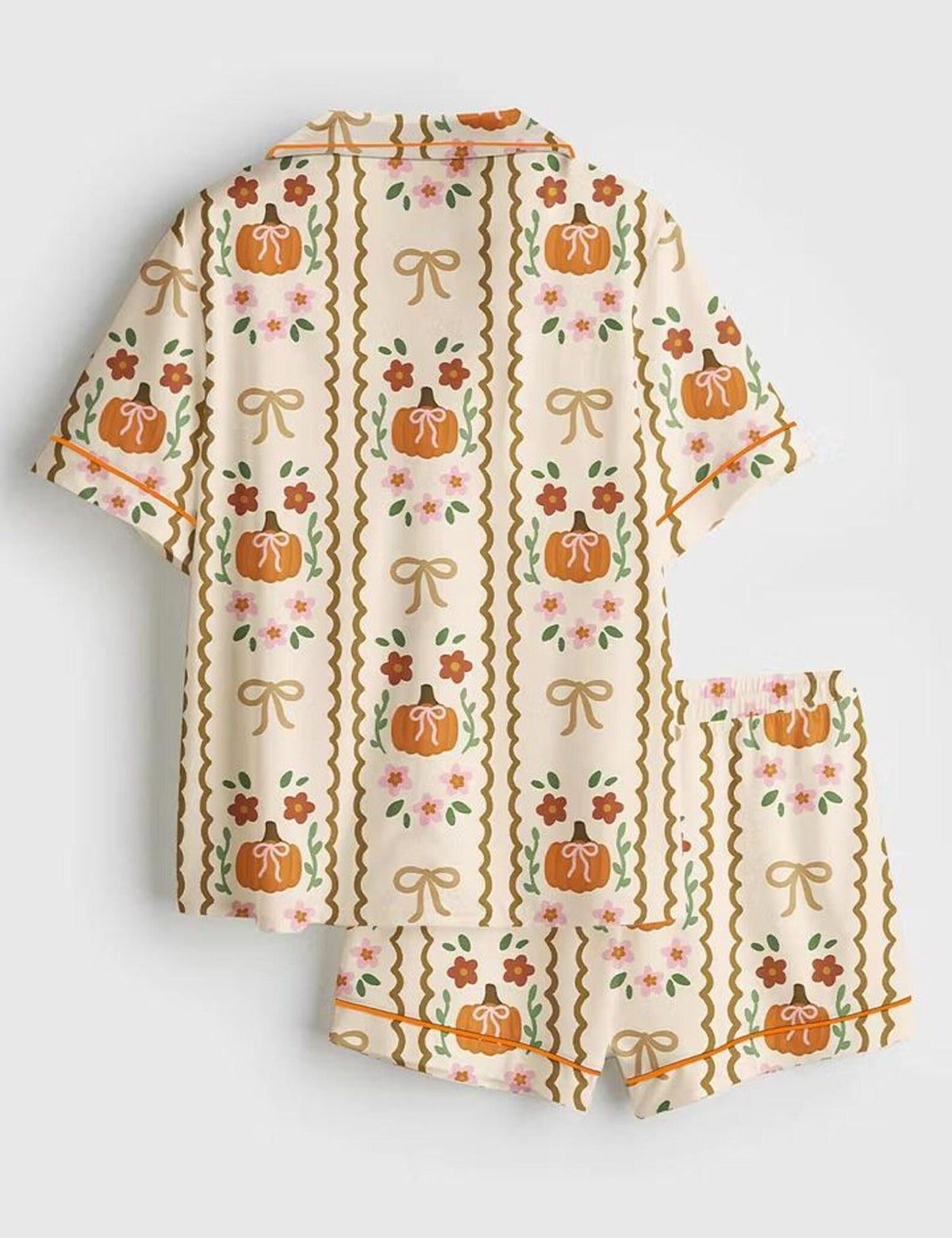 Pumpkin Pajamas Women Set Coquette Fall Floral Sleepwear