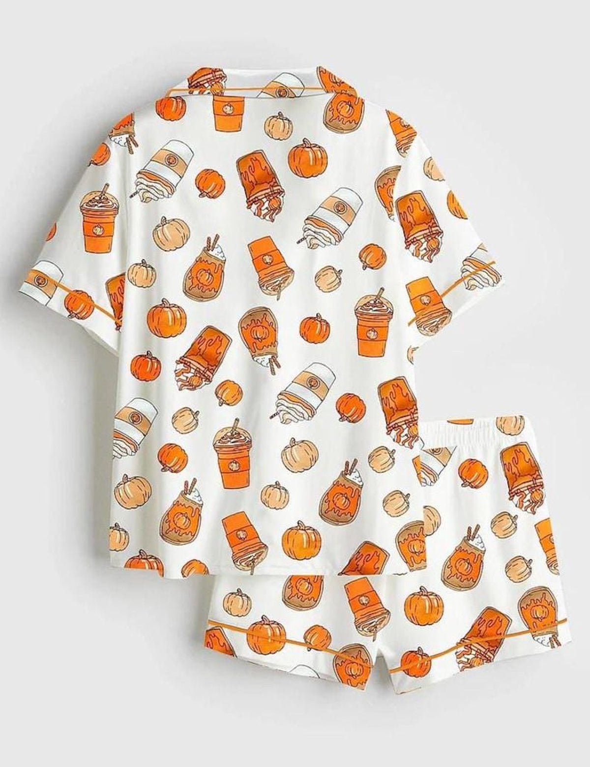 Pumpkin Spice Pajama Set Women Cozy Fall Sleepwear