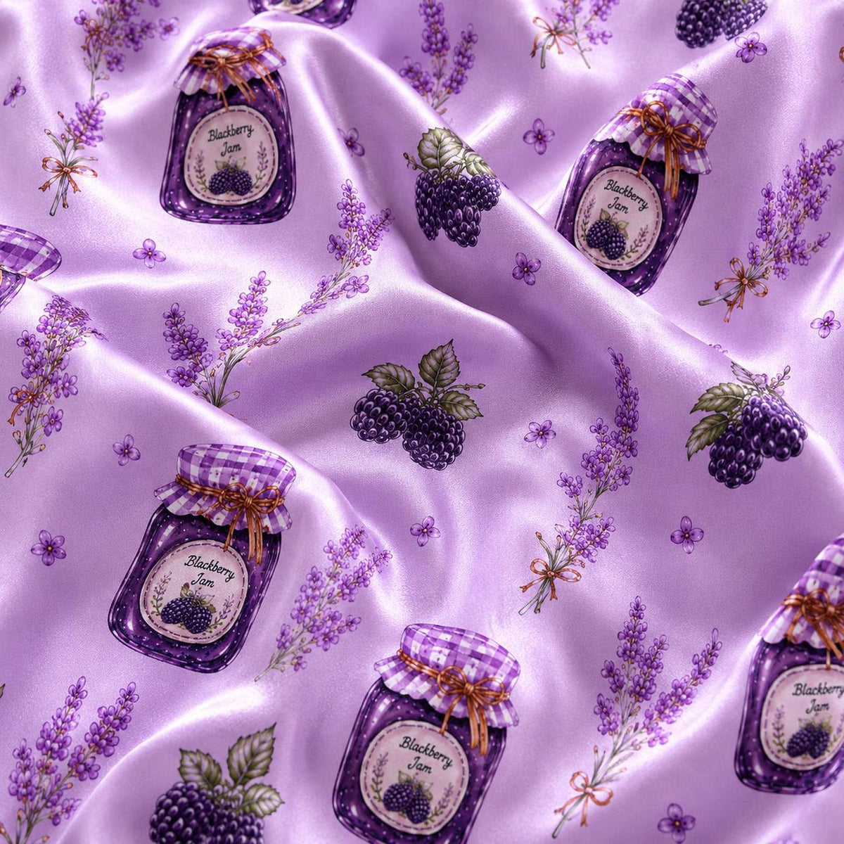Cozy Purple Berry Satin Pajama Set with Lavender Flowers - Botanical Pattern Sleepwear