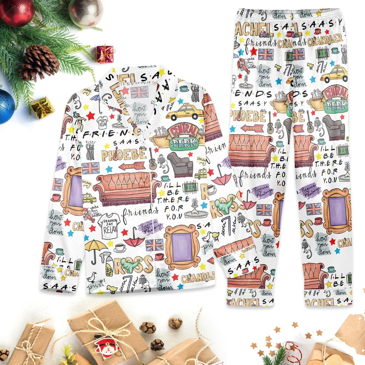 Retro-Inspired Purple Door Pajamas Set – Cozy Sleepwear Gift for Her