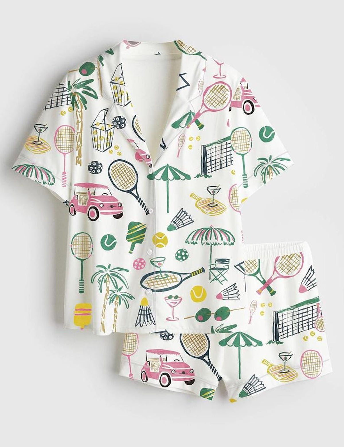 Racket Club Women s Tennis Pajama Set Resort Sleepwear