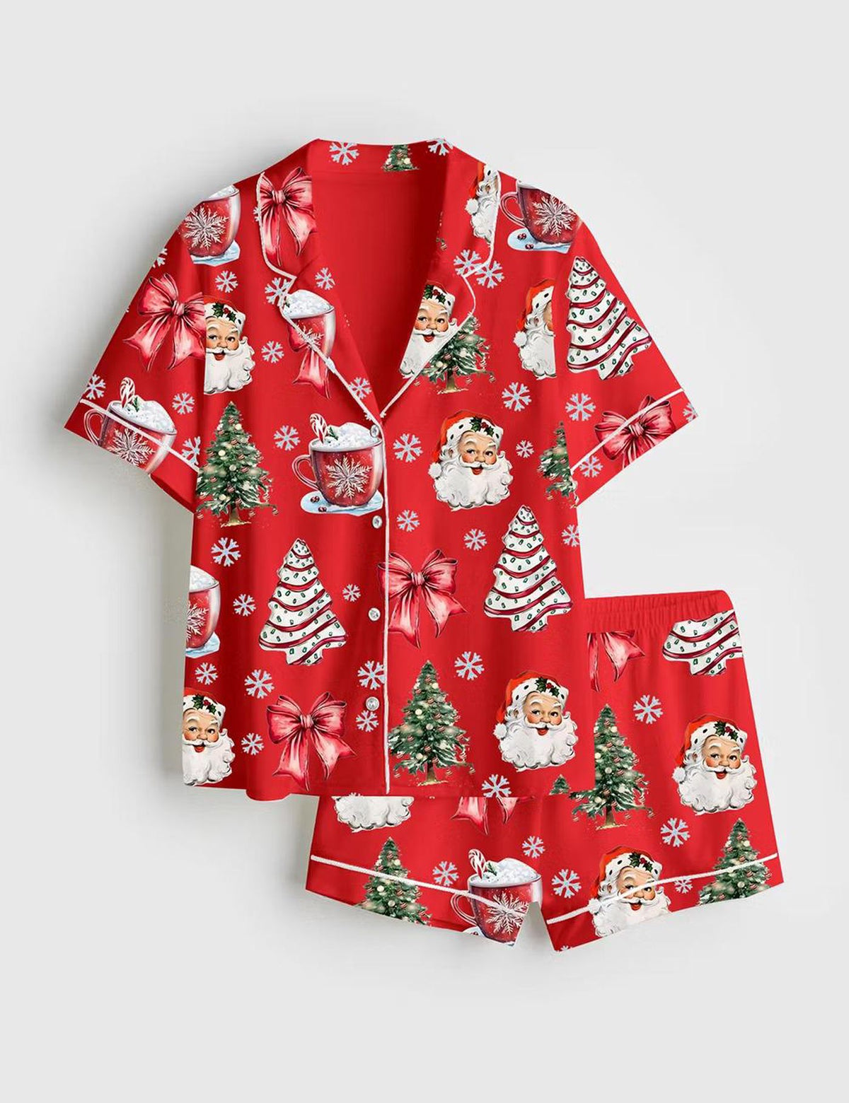 Retro Coquette Christmas Satin Pajama Set Vintage Holiday Matching Family Pjs