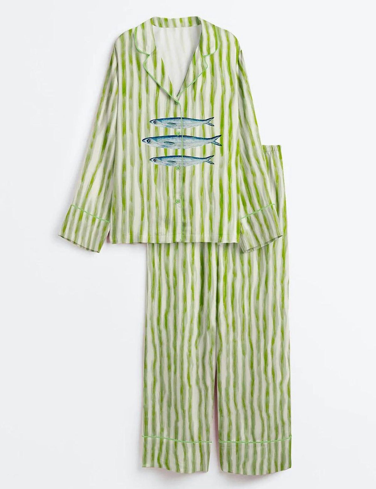 Sardine Pajama Set Women Coastal Summer Fish Gift Her