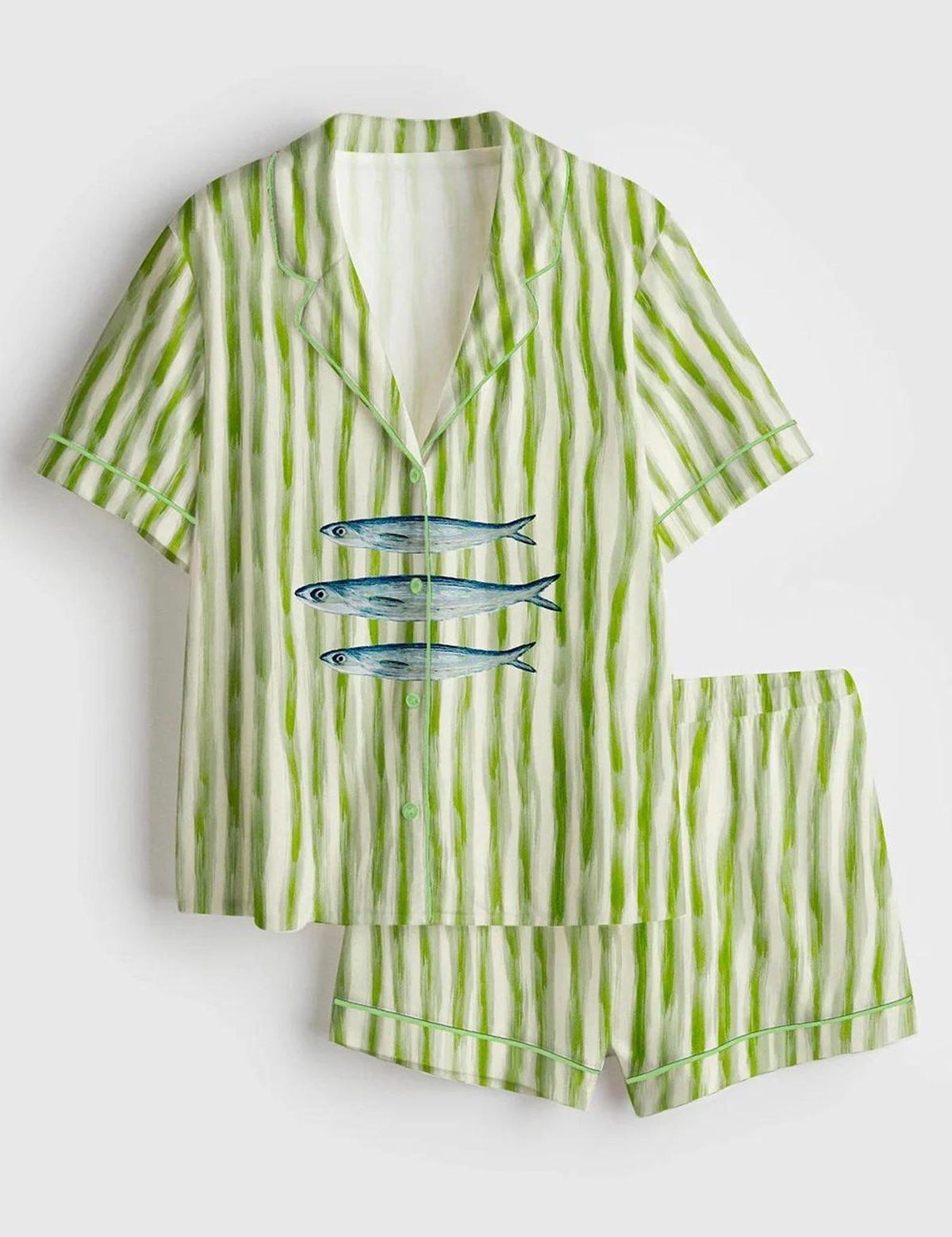 Sardine Pajama Set Women Coastal Summer Fish Gift Her