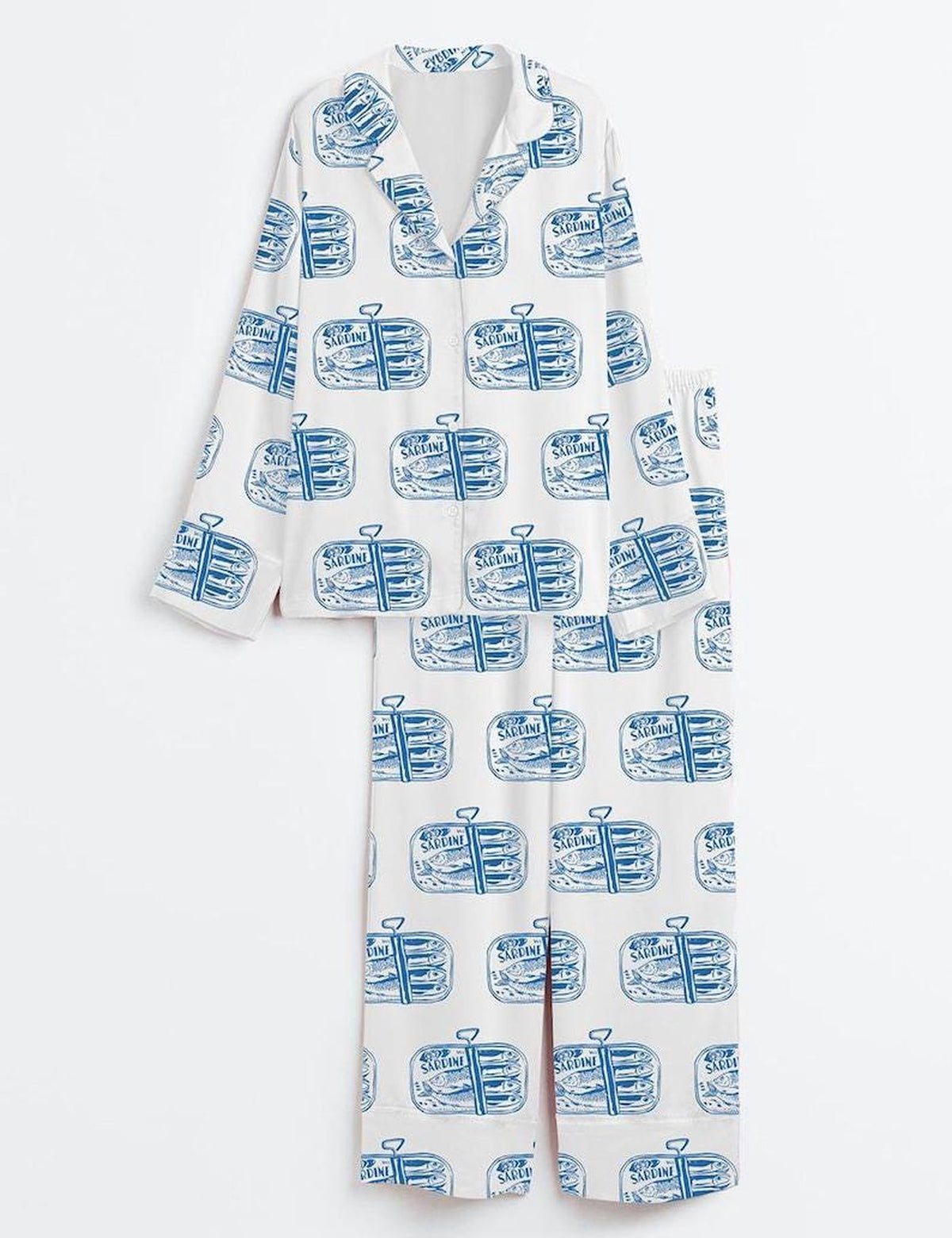 Sardine Pajama Set Women Coastal Fish Sleepwear