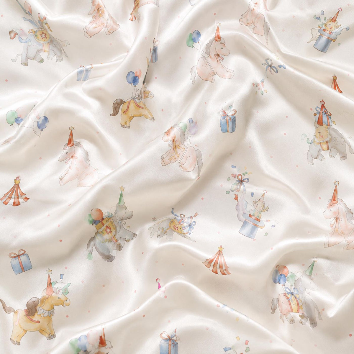 Satin Circus Pony Pajama Set for Kids Whimsical Birthday Sleepwear Gift