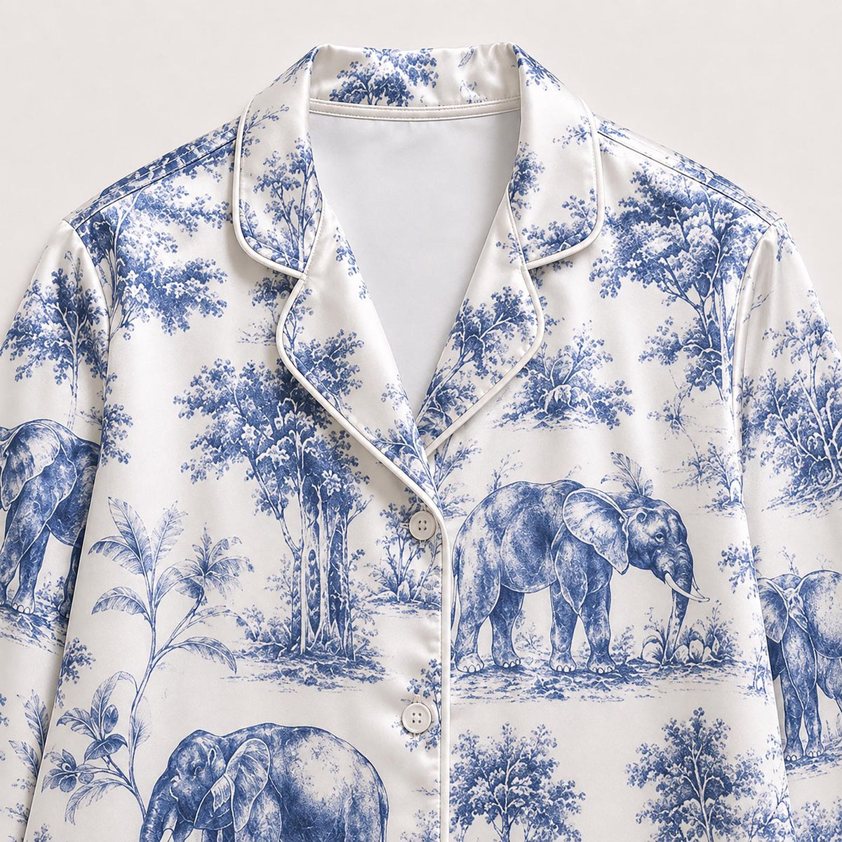 Elegant Satin Graphic Pajama Set: Safari Print Loungewear Collection