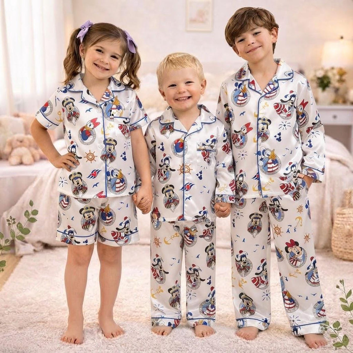 Satin Cruise Mouse Pajamas Set Short Long Styles