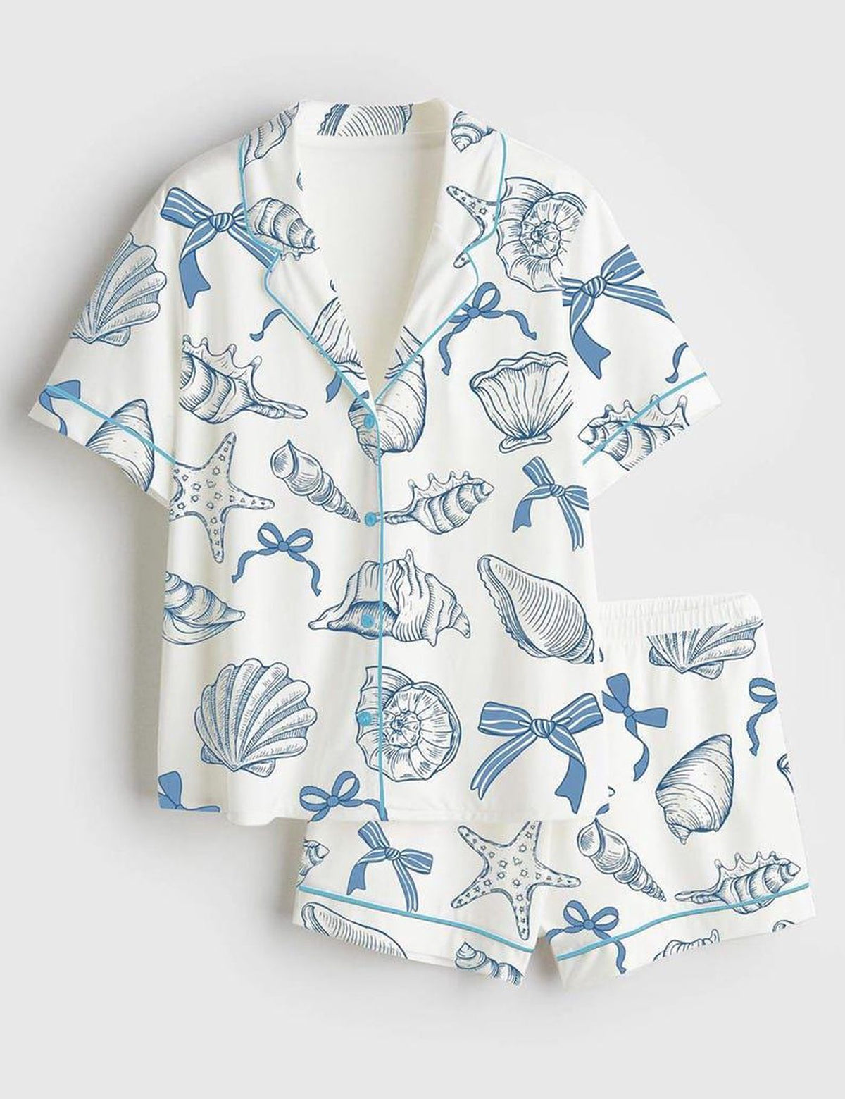 Seashell Beach Pajama Set Women Ocean Coastal Cute Loungewear
