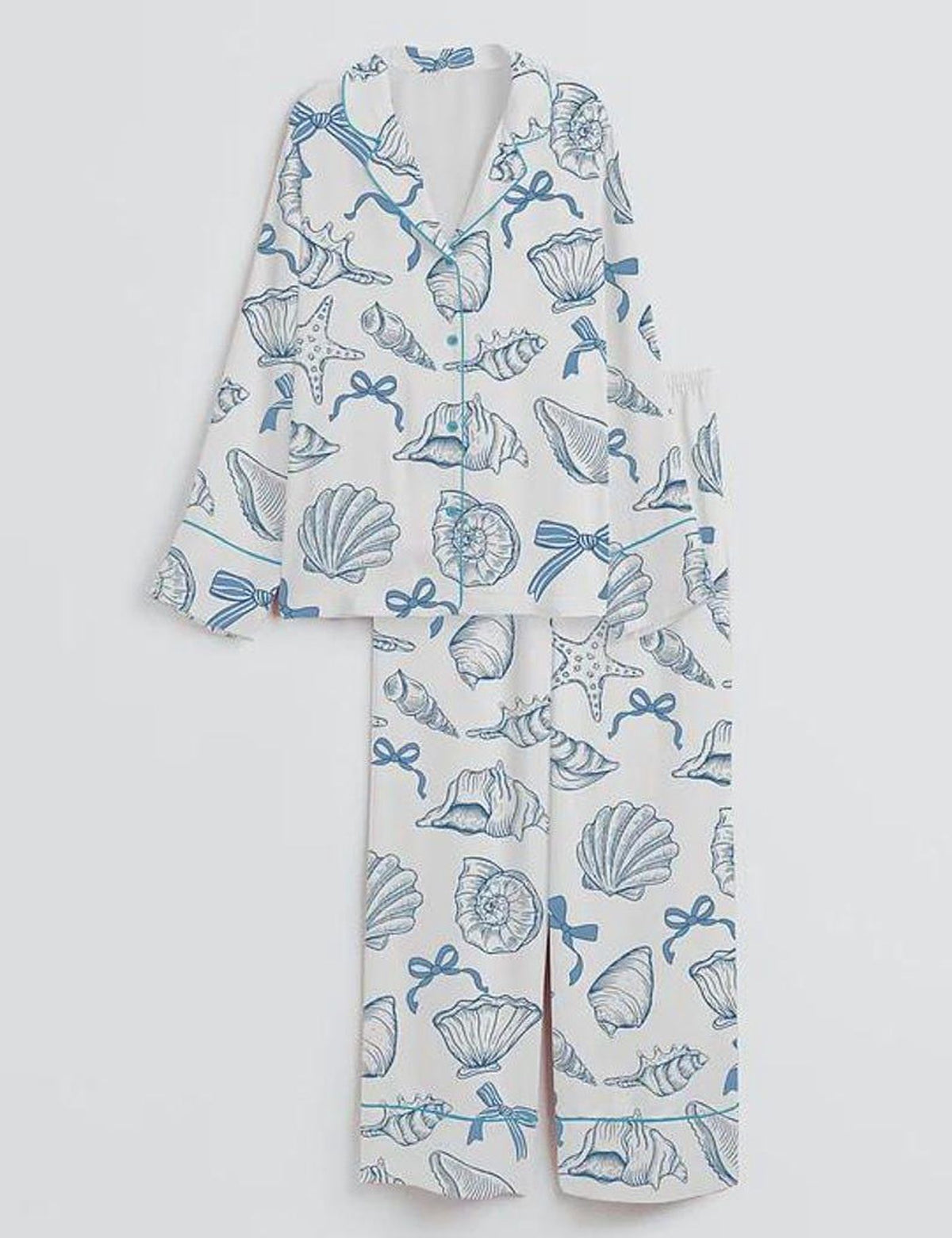 Seashell Beach Pajama Set Women Ocean Coastal Cute Loungewear