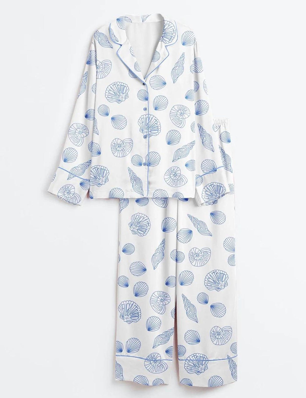 Seashell Women s Pajama Set Coastal Shell Print Sleepwear Nautical Beach Theme