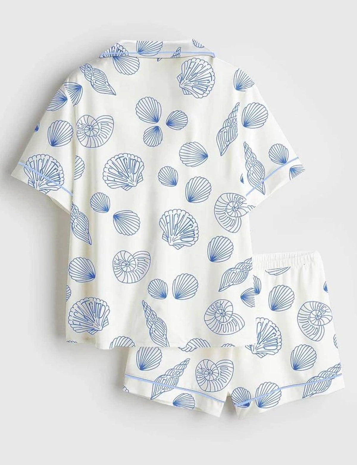 Seashell Women s Pajama Set Coastal Shell Print Sleepwear Nautical Beach Theme