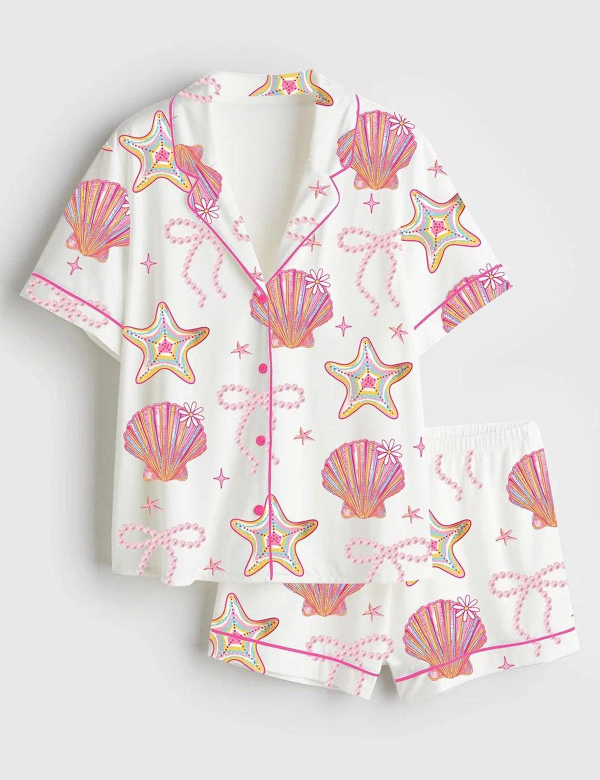 Seashell Starfish Coastal Chic Pajama Set Women