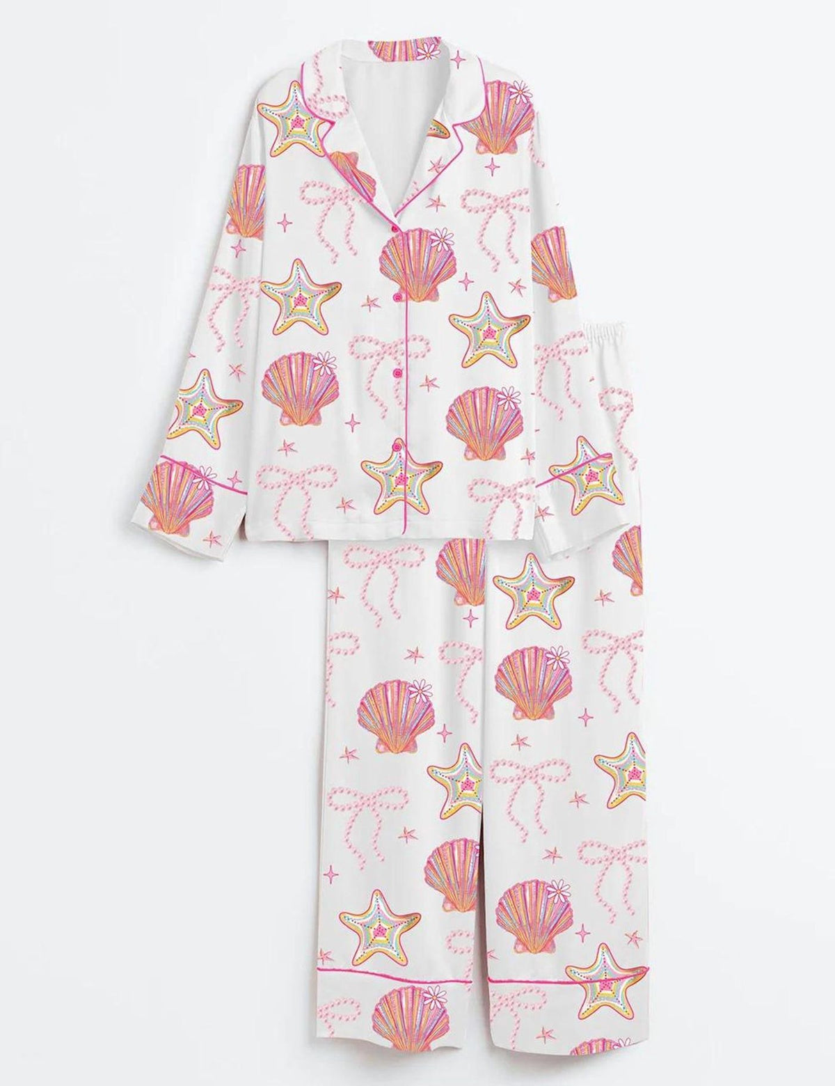 Seashell Starfish Coastal Chic Pajama Set Women