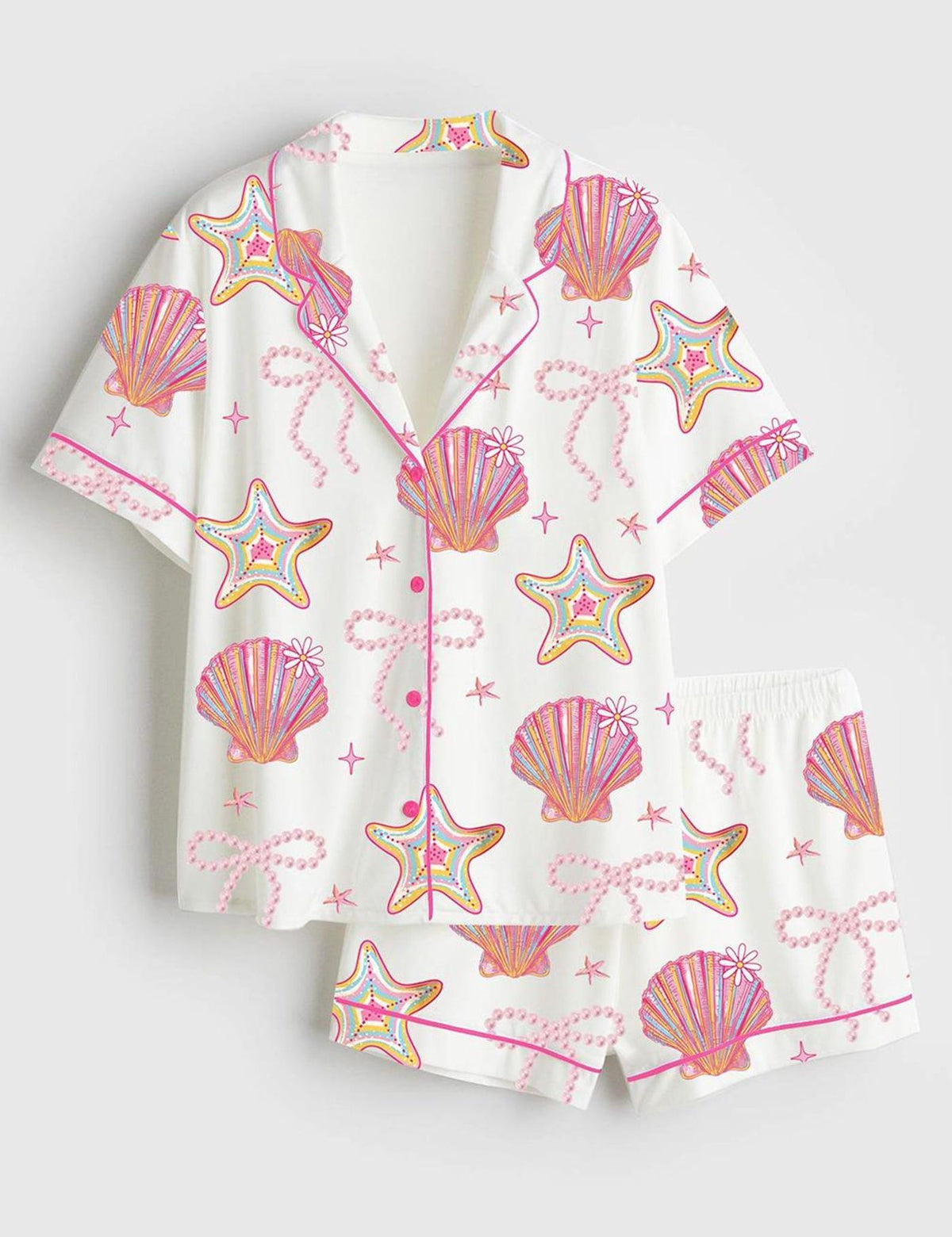 Seashell Starfish Coastal Chic Pajama Set Women