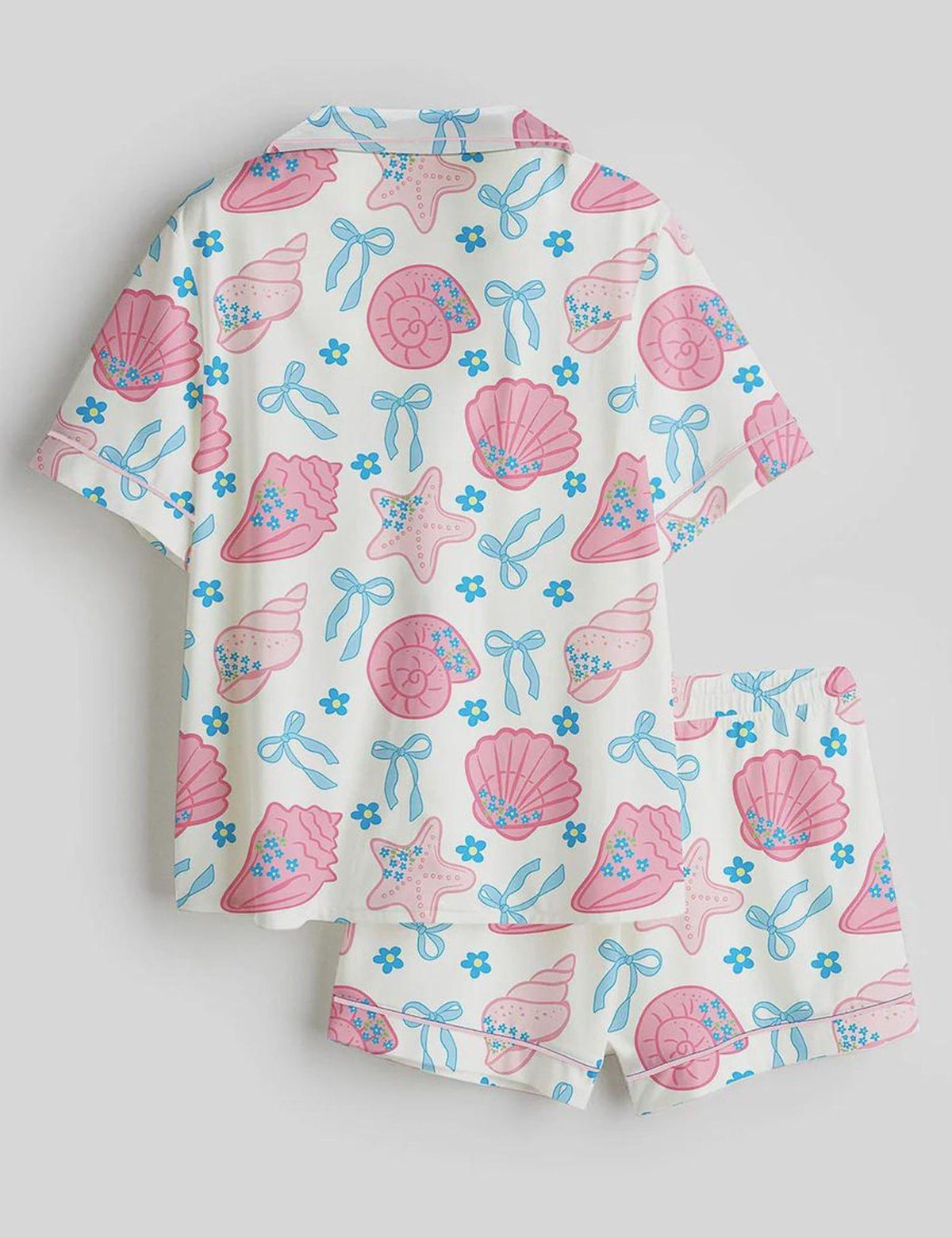 Seashell Women Pajama Set Coastal Beach Summer Sleepwear Gift