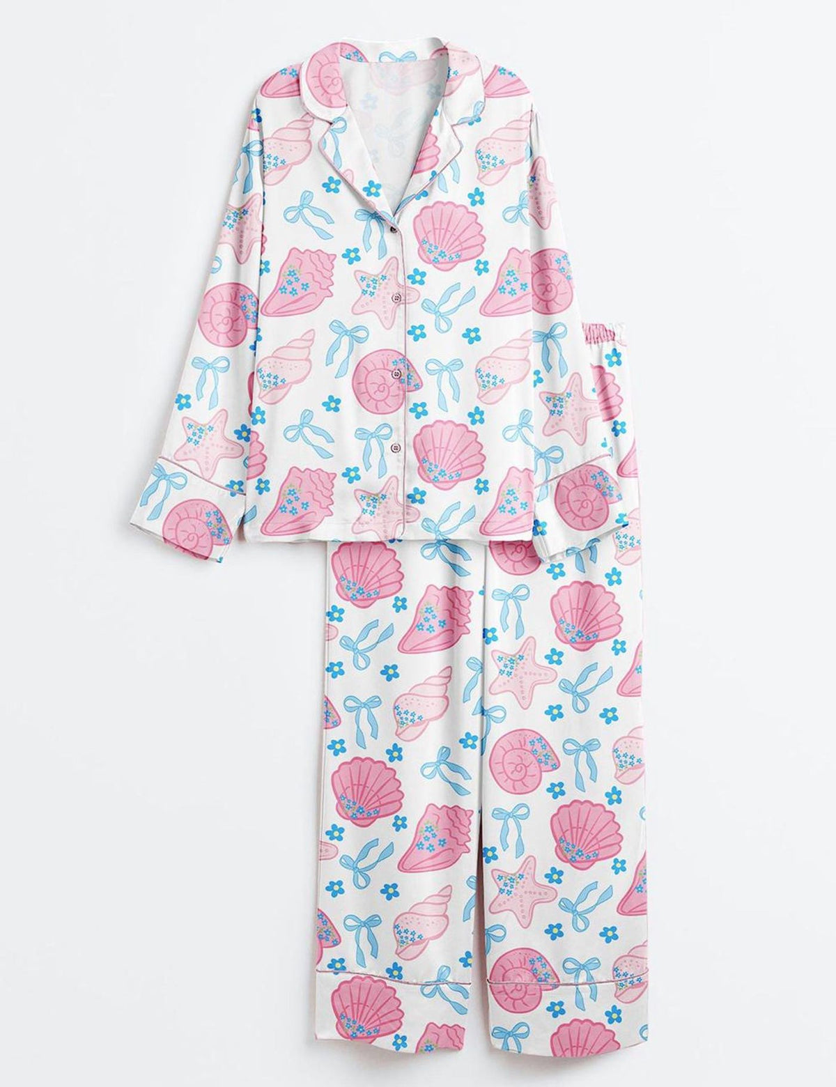 Seashell Women Pajama Set Coastal Beach Summer Sleepwear Gift