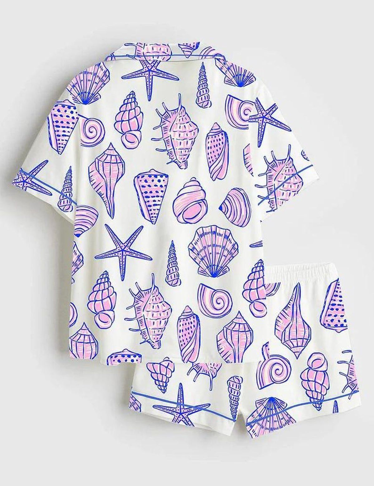Seashell Coastal Pajama Set Women Summer Sleepwear