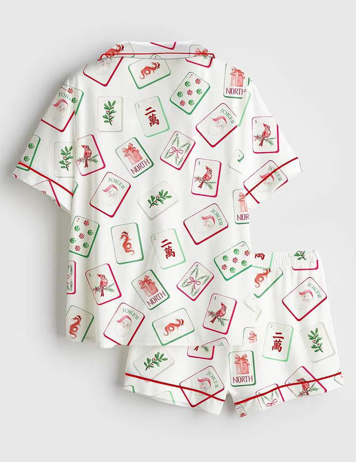 Chinoiserie Mahjong Santa Pajama Set: Men s Christmas Pjs