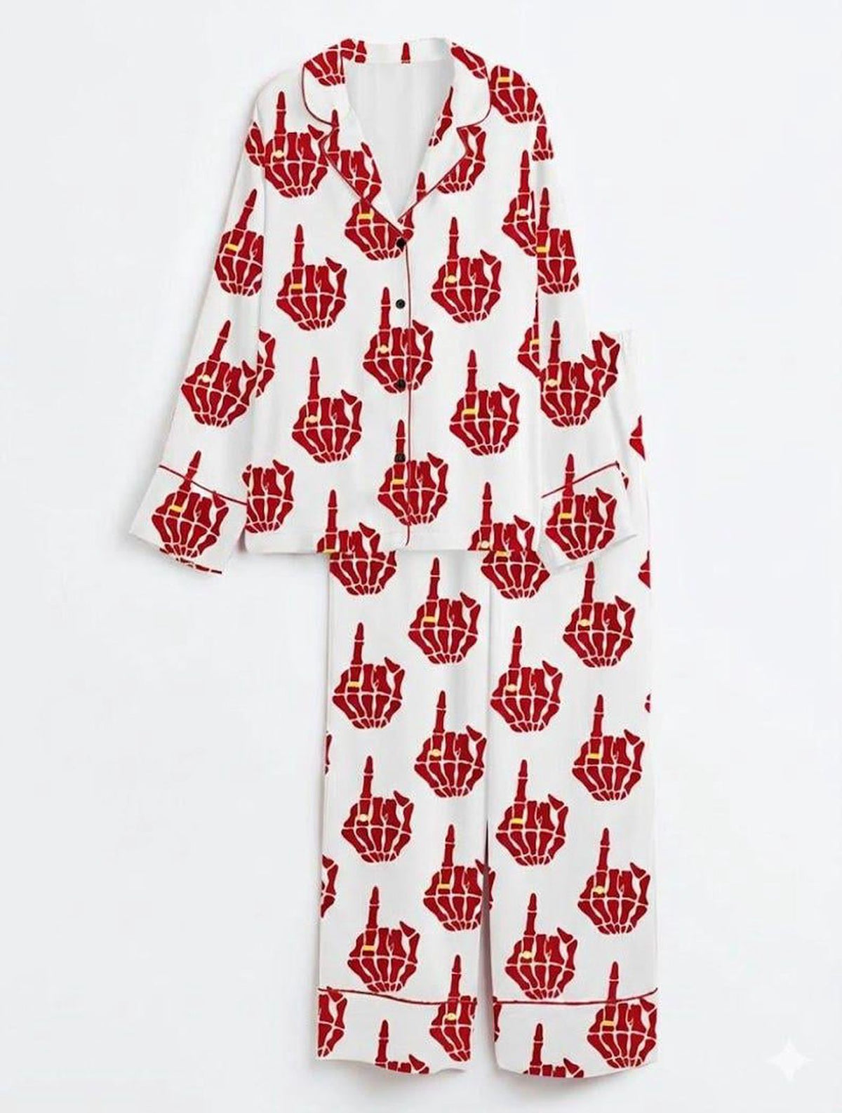 Skeleton Hand Women Pajamas Gothic Halloween Sleepwear Spooky PJ