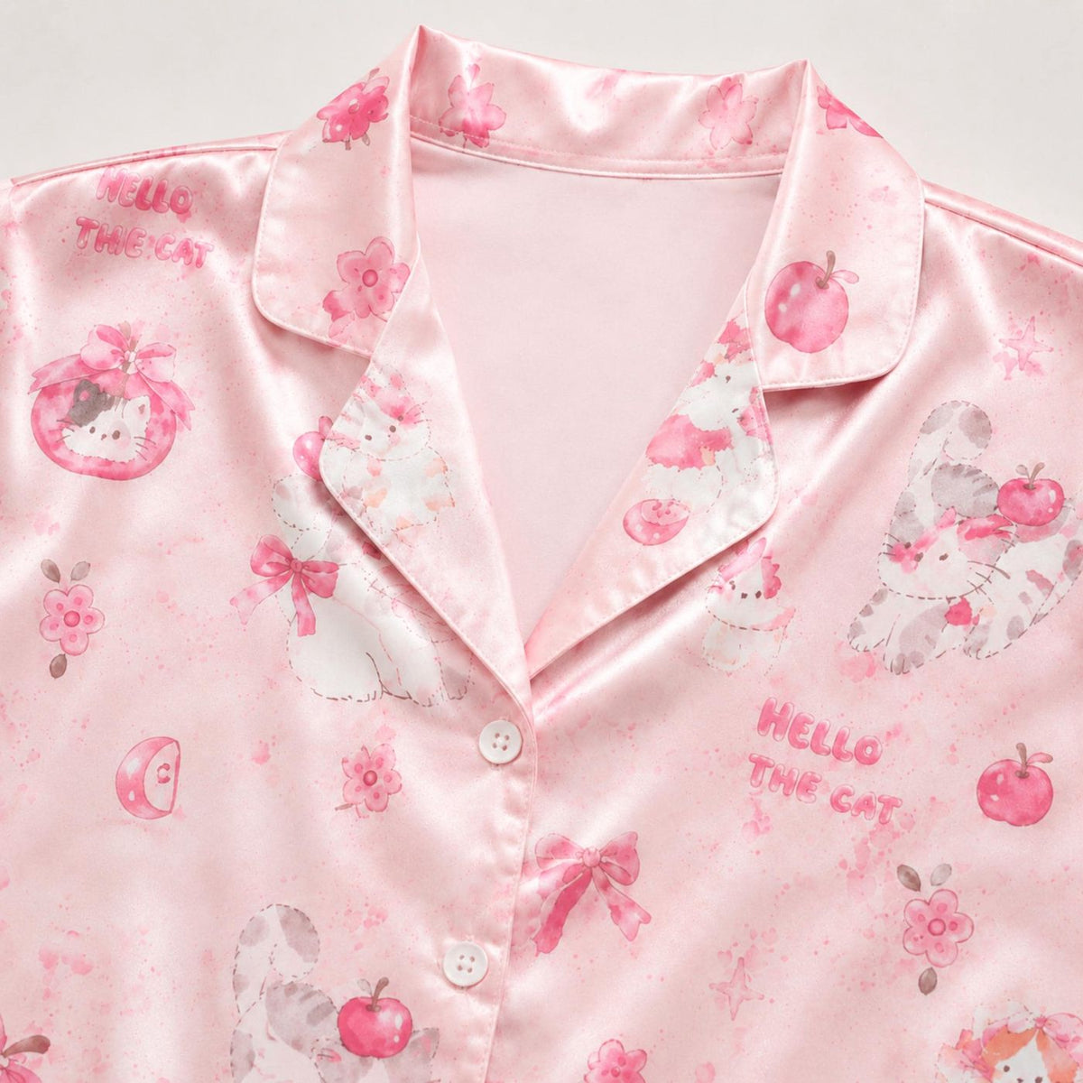 Soft Salmon Poly Pajama Set with Refined Floral Graphics - Comfortable Sleepwear and Loungewear