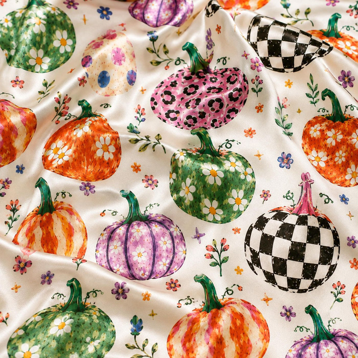 Spooky Season Satin Pajamas: Halloween & Fall Sleepwear Set for Stylish Comfort
