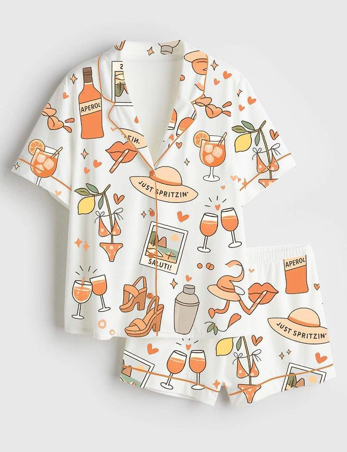 Spritz Cocktail Pajama Set Women Italian Summer Sleepwear Girls Trip PJ