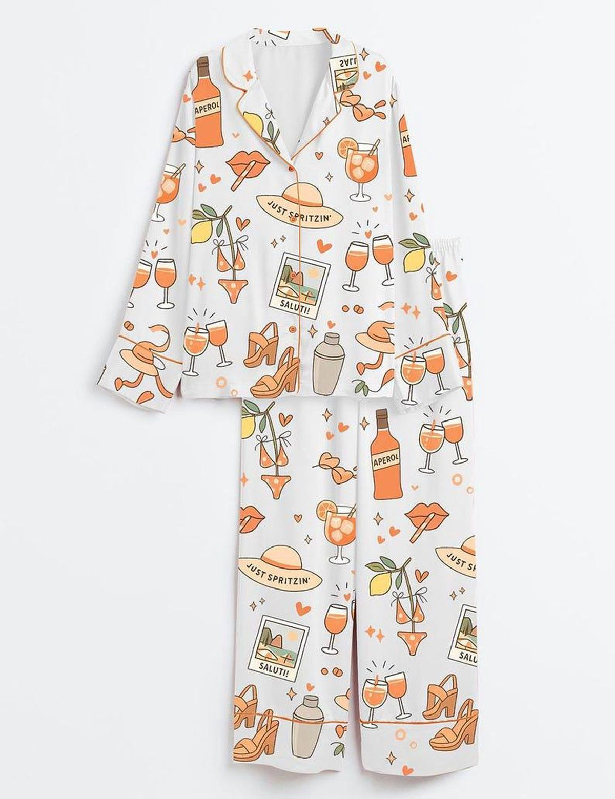 Spritz Cocktail Pajama Set Women Italian Summer Sleepwear Girls Trip PJ