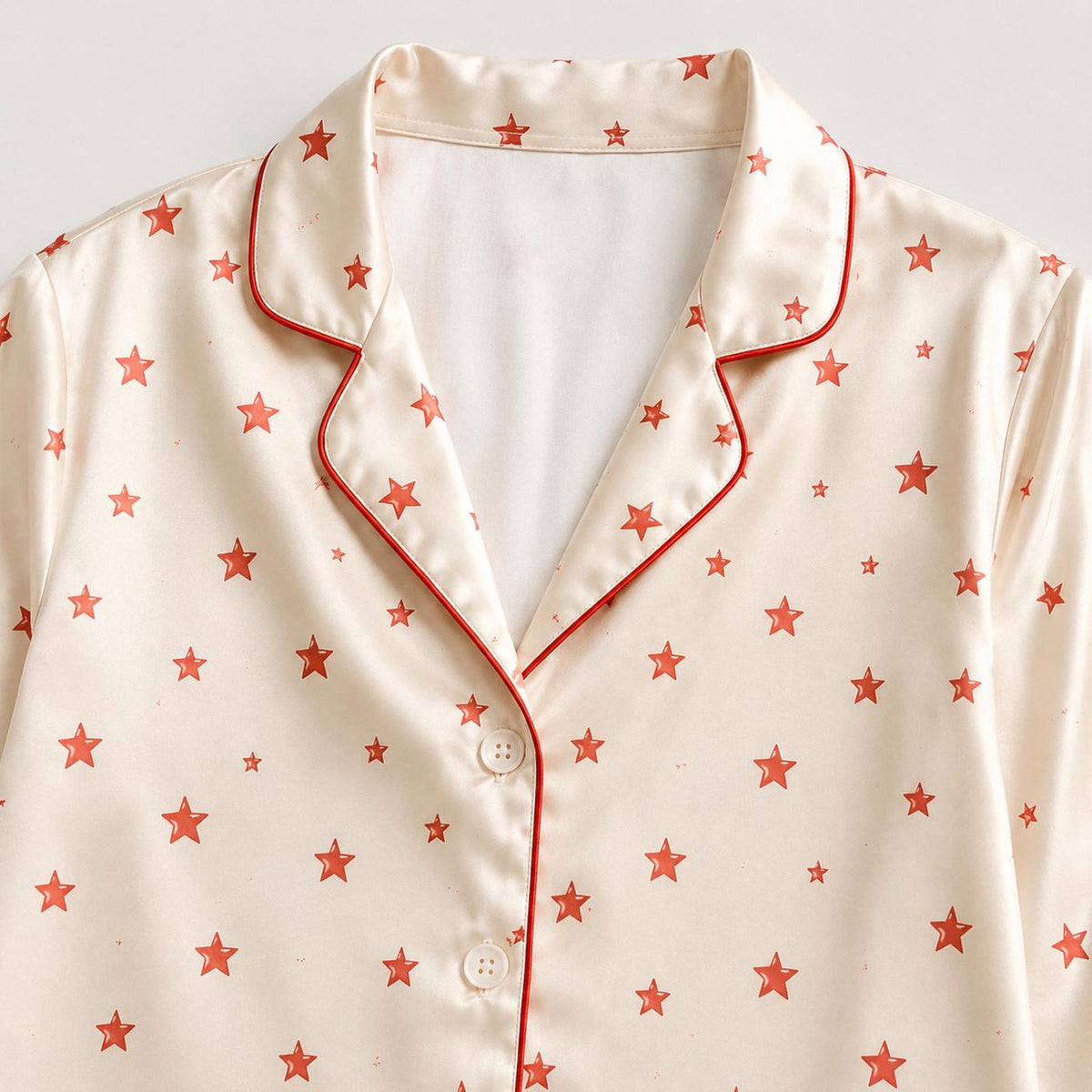 Red Pattern Star Pajama Set: Cozy Matching Sleepwear Collection