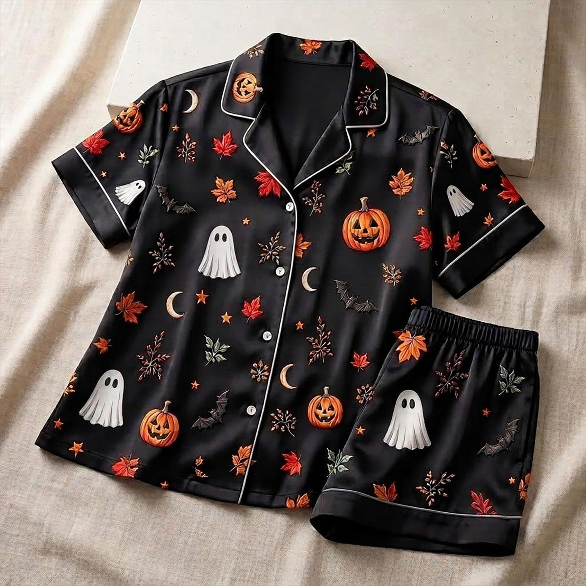 Stay Spooky Custom Pajamas: Aesthetic Halloween Ghost Sleepwear Set Perfect Gifts For Her