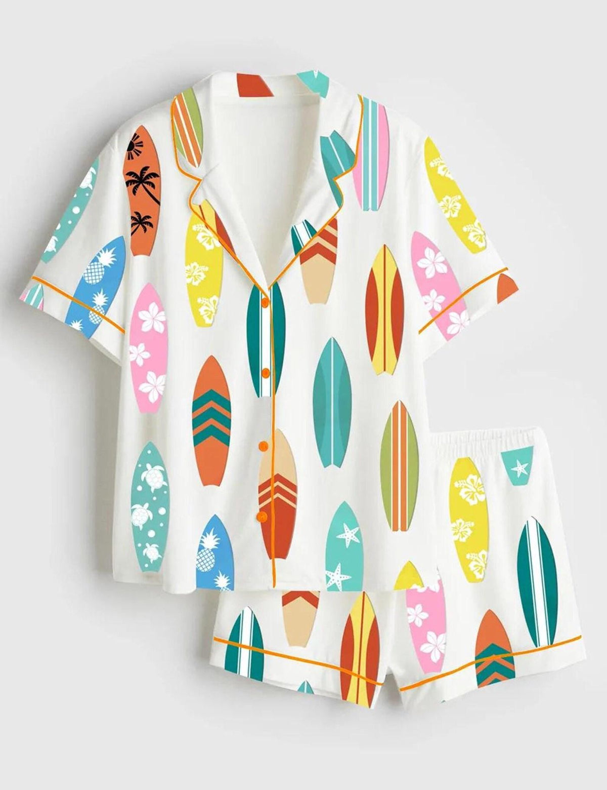 Surfboard Print Women s Pajama Set Summer Beach Sleepwear