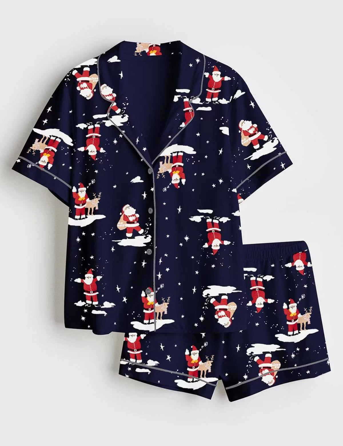 Women s Trendy Christmas Santa Satin PJs - Festive Holiday Short Sleepwear